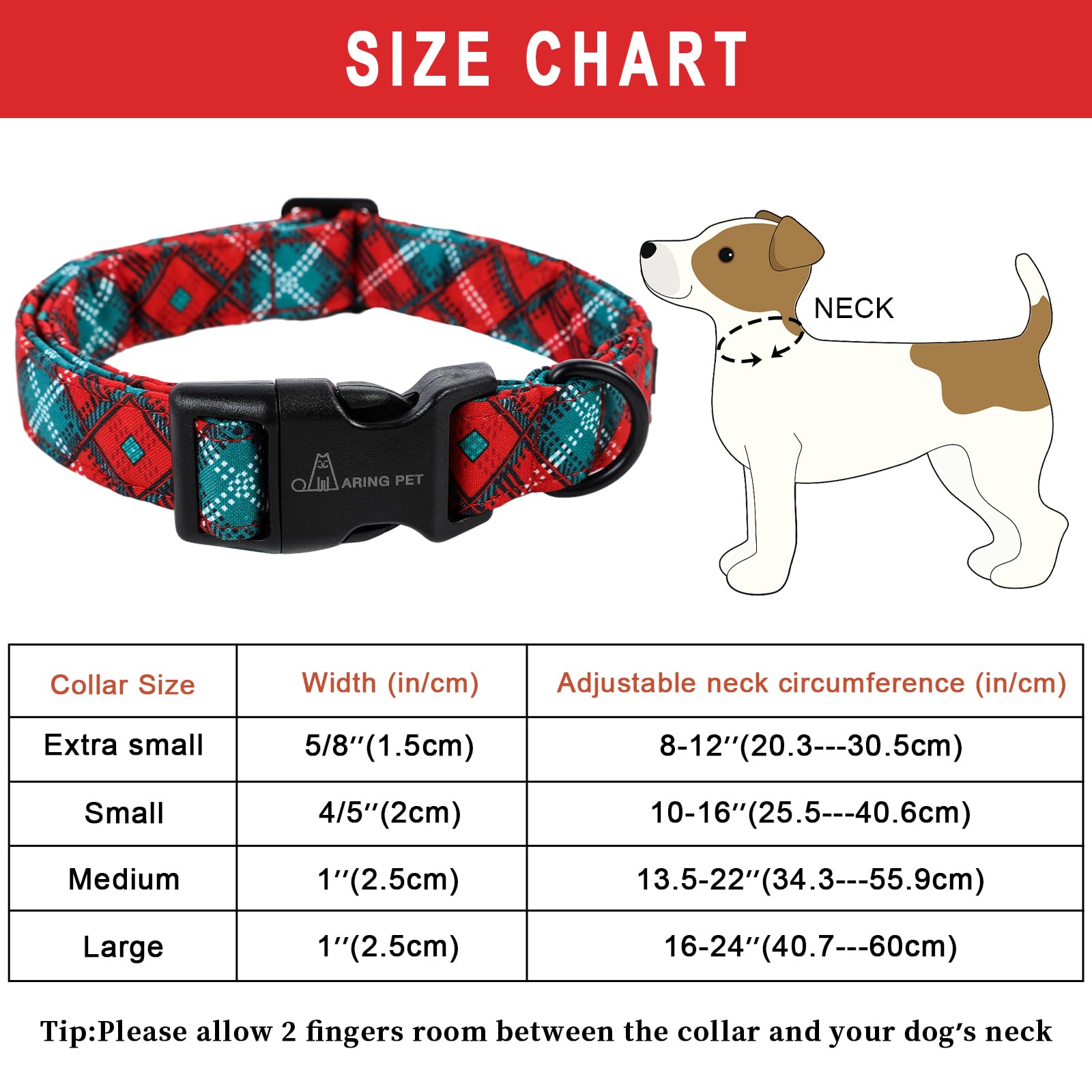 Christmas Dog Collar-Cotton Lightweight Red Green Plaid Dog Collars, Adjustable Christmas Pet Collar Puppy Collars with Quick Release Buckle