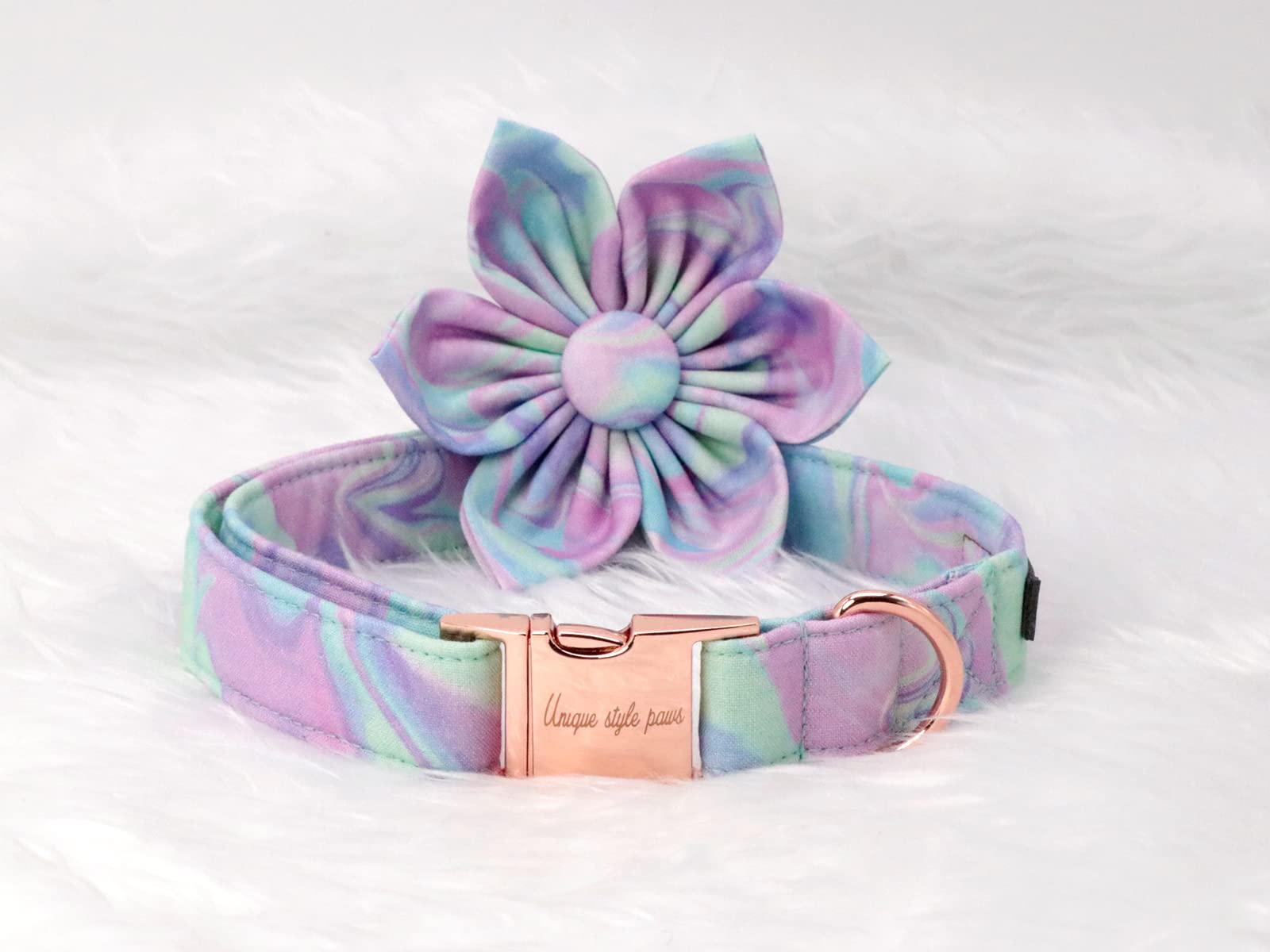Adjustable Dog Collar Flower Pattern, Durable Pet Collar With Flower