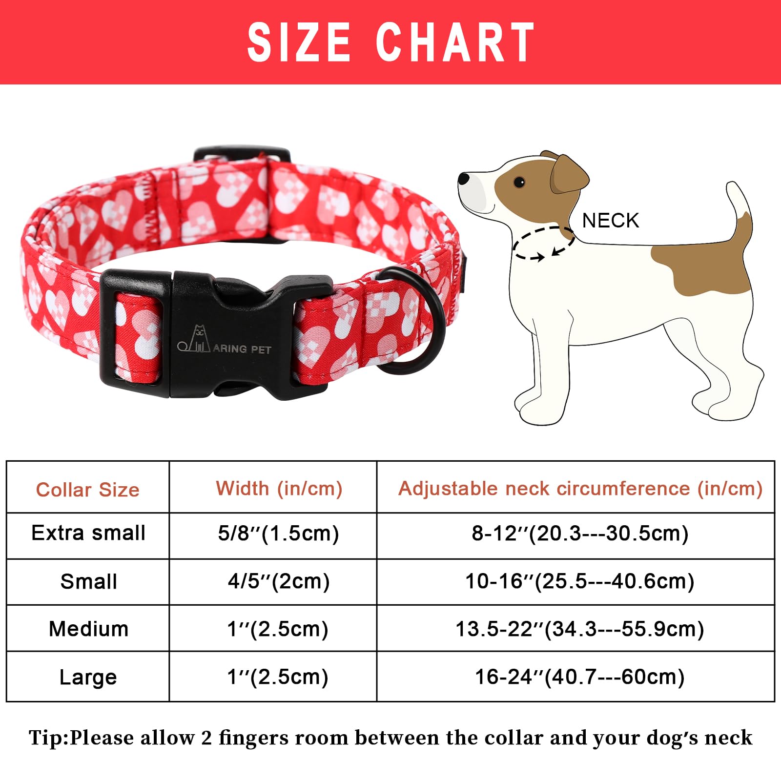 Valentine's Day Dog Collar-Cotton Heart Dog Collars, Adjustable Valentine Heart Pet Collars Puppy Collar with Quick Release Buckle for Girl&Boy Dogs