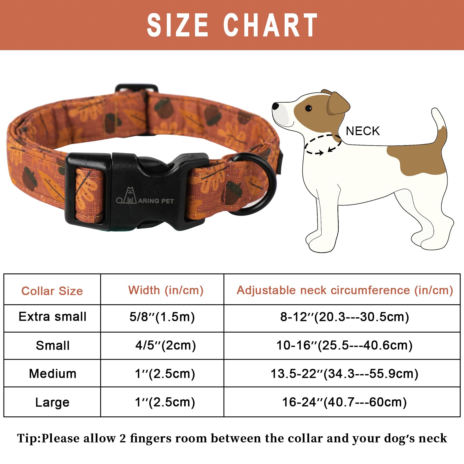 Fall Dog Collar-Cute Orange Dog Collar for Small Dogs, Cotton Lightweight Dog Collars with Quick Release Buckle for Small Medium Large Dogs