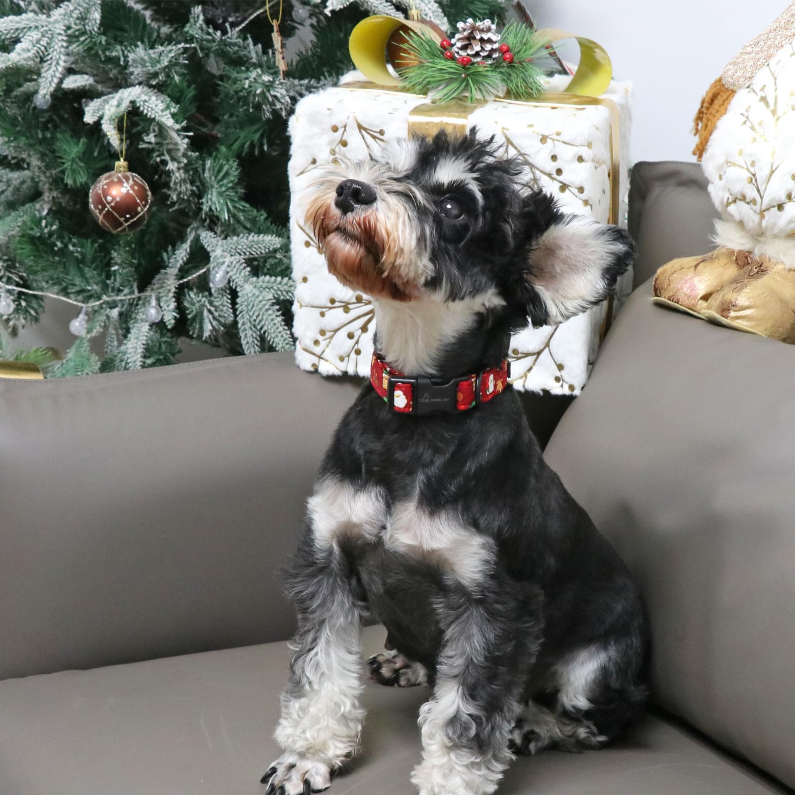 Christmas Dog Collar Cute Small Dog Collars, Adjustable Cotton Red Christmas Dog Collars Puppy Collar for Small Medium Large Boy and Girl Dogs