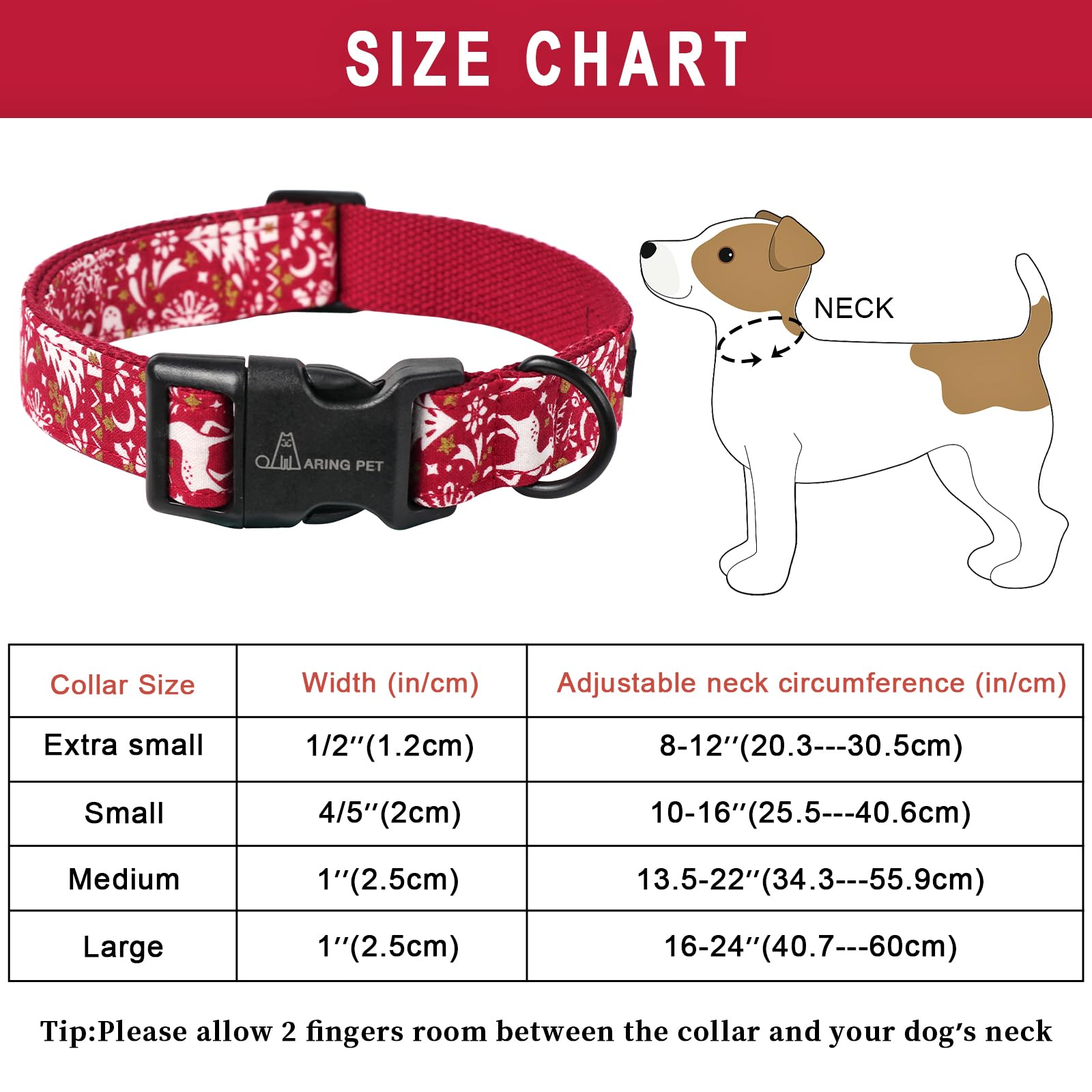 Christmas Dog Collar Cute Red Reindeer Dog Collars, Cotton Lightweight Christmas Dog Collars Puppy Collar for Small Medium Large Dogs