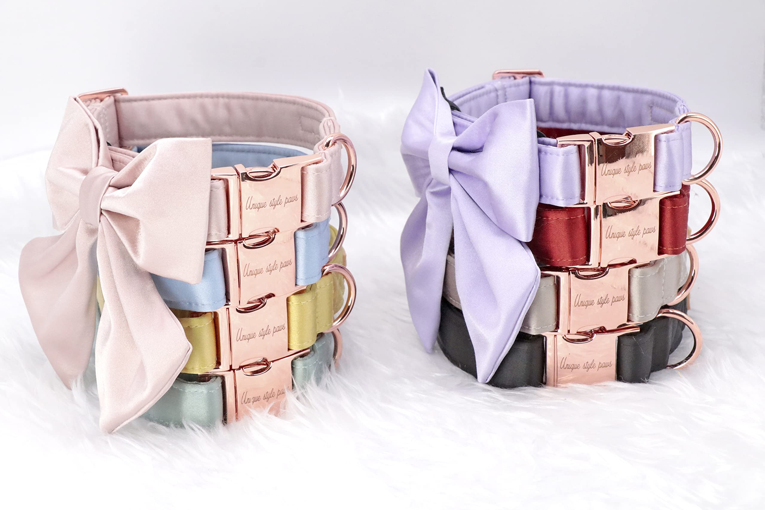 Purple Silk Dog Collar Adjustable Durable Dog Collar with Sailor Bow