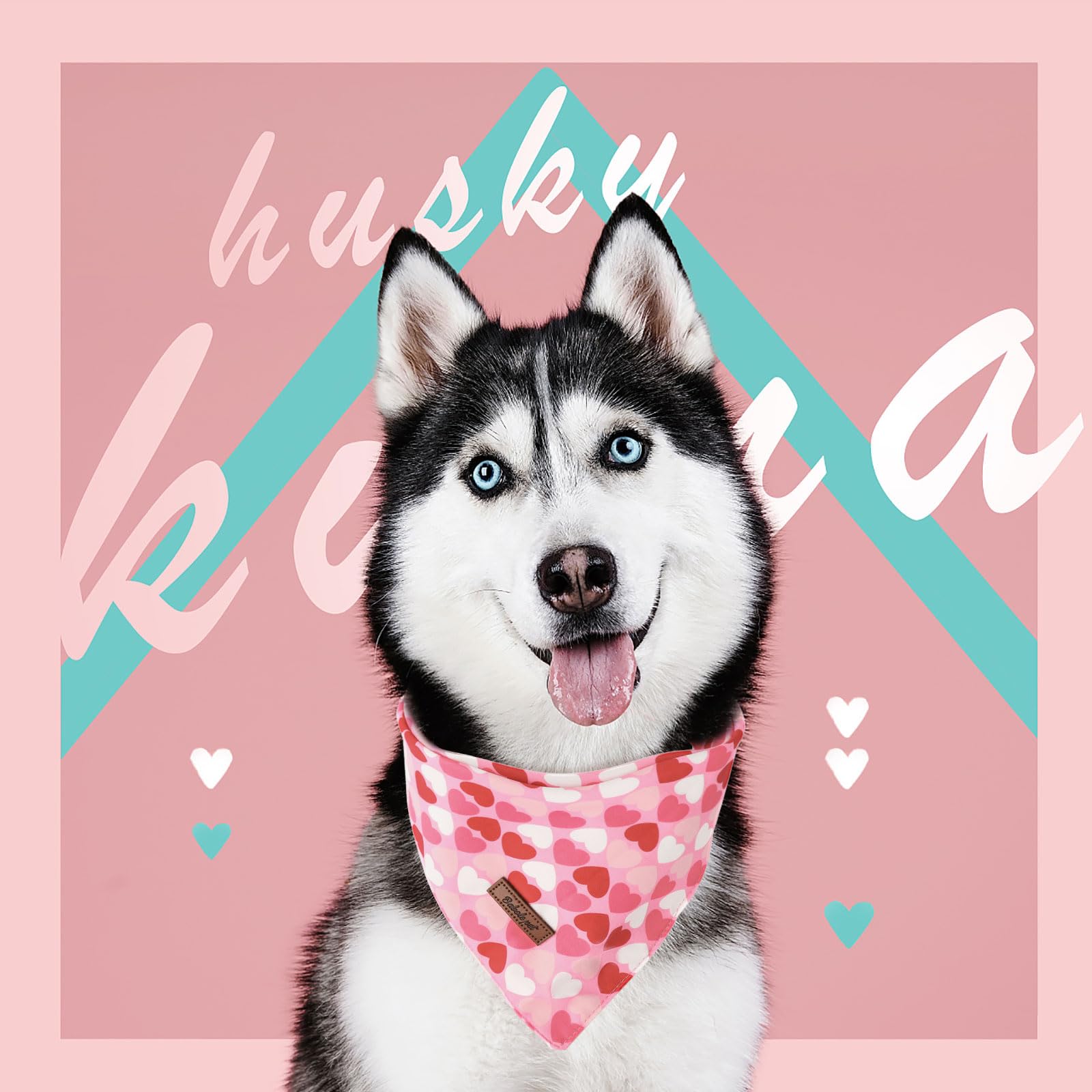 Valentine's Day Dog Bandanas 2 Pack, Pink Red Heart Pattern Valentines Dog Scarf Bib for Boy and Girl, Cute Holiday Bandana for Dogs and Cats