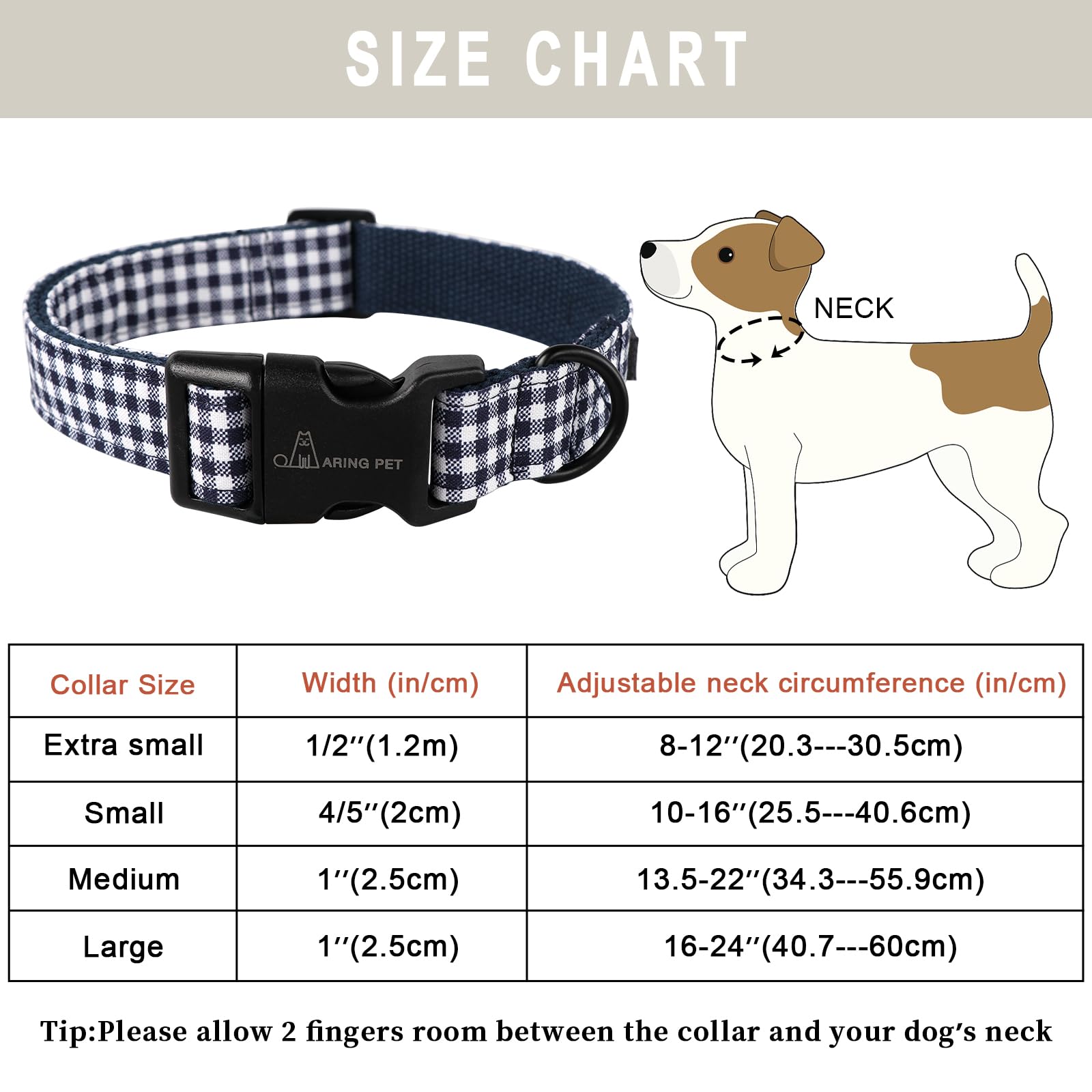 Dog Collar-Cute Dog Collar for Small Dogs, Adjustable Comfortable Cotton Plaid Pet Collars for Small Medium Large Male Female Dogs