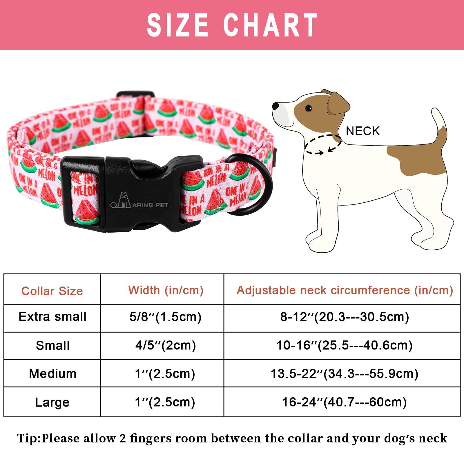 Summer Dog Collar-Cute Watermelon Dog Collar for Small Dogs, Adjustable Soft Cotton Girl Dog Collars for Small Medium Large Dogs