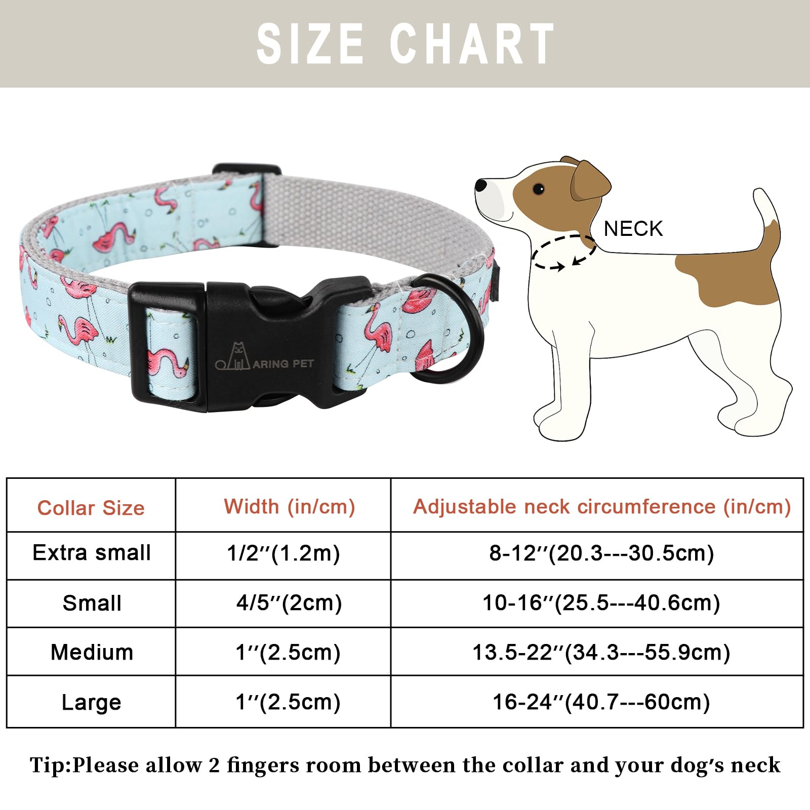 Flamingo Dog Collar-Cute Summer Small Dog Collars, Adjustable Lightweight Cotton Pet Collars for Small Medium Large Boy and Girl Dogs