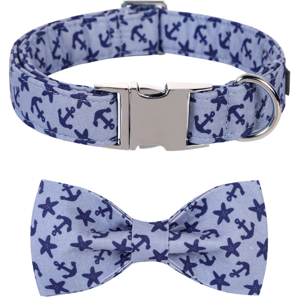 Summer Dog Collar with Bowtie for Boy or Girl, Anchor