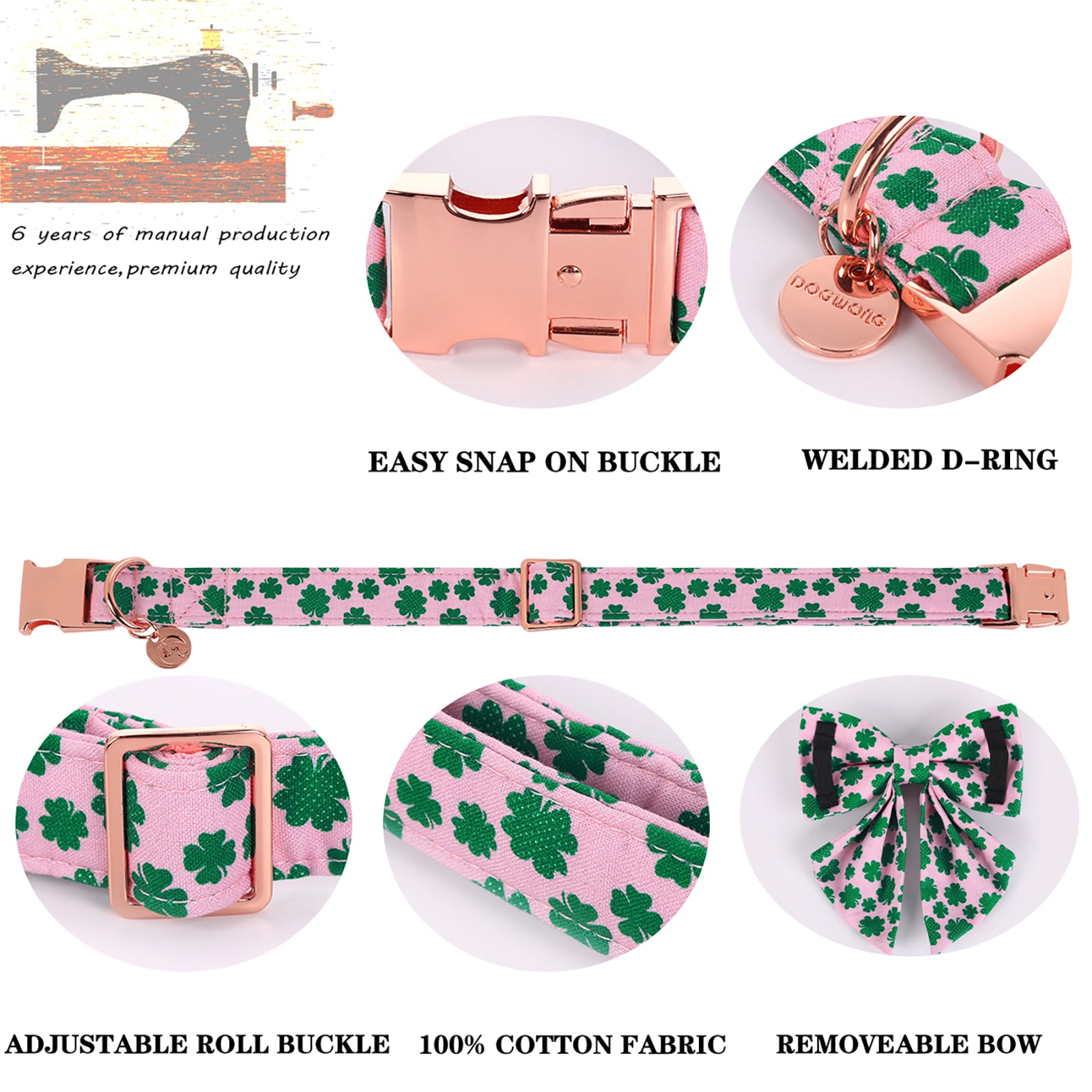 St Patrick's Day Dog Collar with Sailor Bow for Girl