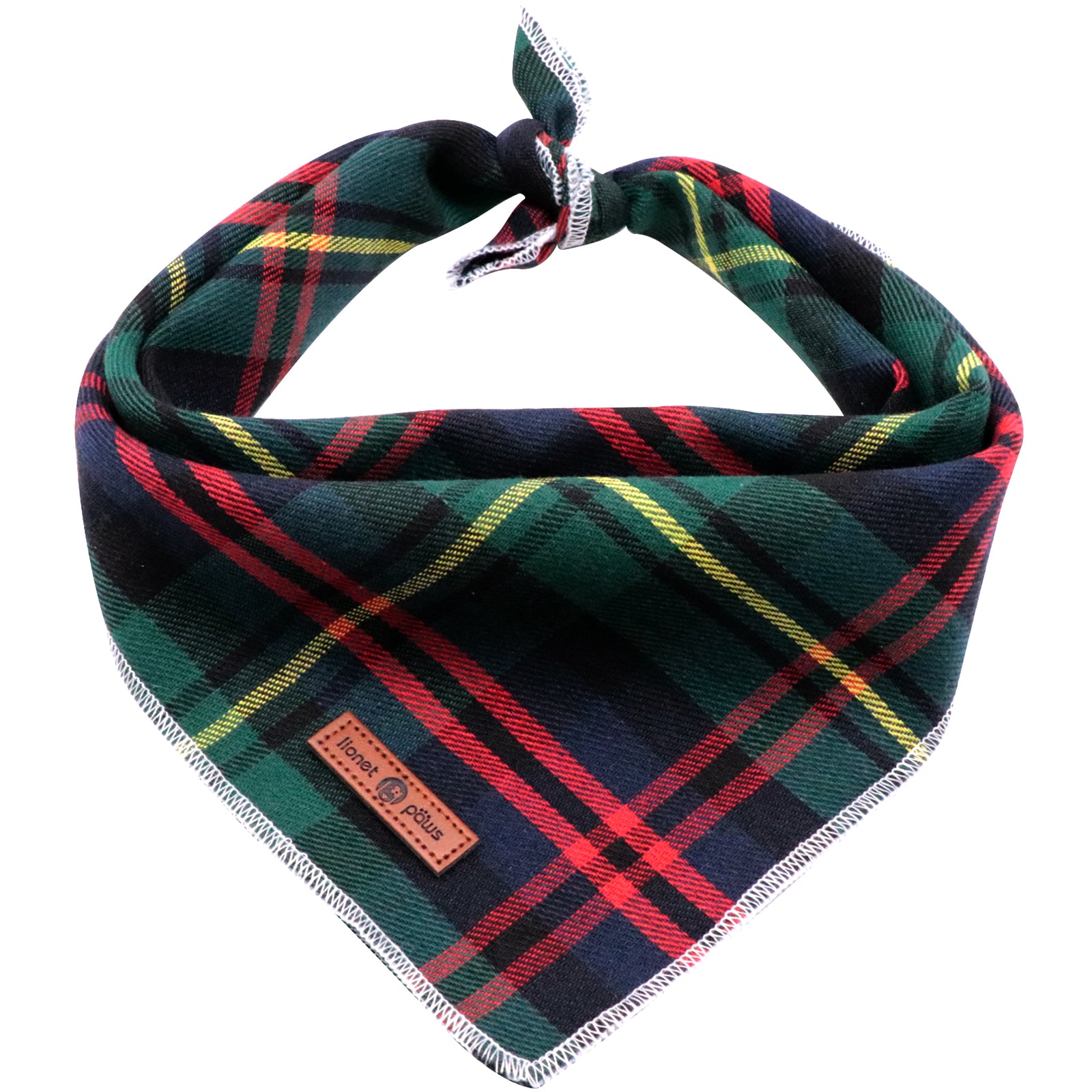 Green Tartan Dog Bandana Cotton Handkerchief Scarf Triangle Bandana for Male Female Dog