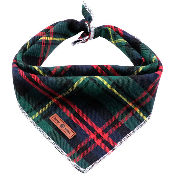 Green Tartan Dog Bandana Cotton Handkerchief Scarf Triangle Bandana for Male Female Dog