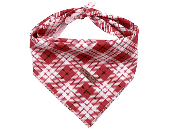Red Plaid Dog Bandana Cotton Handkerchief Scarf Triangle Bandana for Male Female Dog