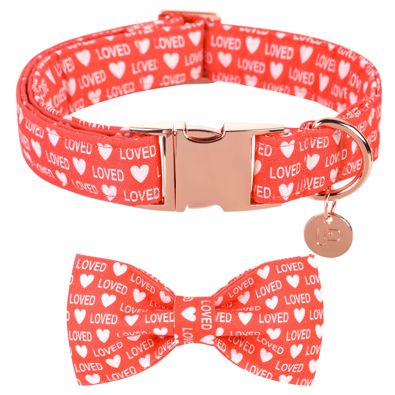 Valentine's Day Bowtie Dog Collar with Metal Buckle for Female Dog