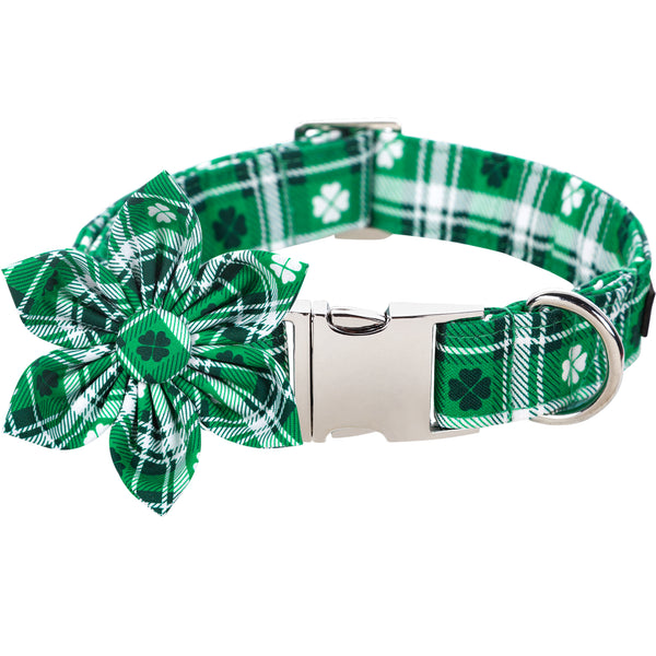 St. Patrick's Day Dog Collar with Flower for Female Dog