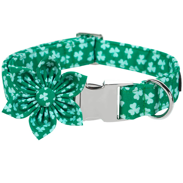 St. Patrick's Day Dog Collar with Flower for Female Dog