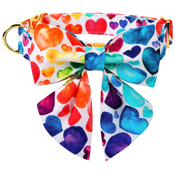 Valentine's Day Dog Collar with Sailor Bow for Girl