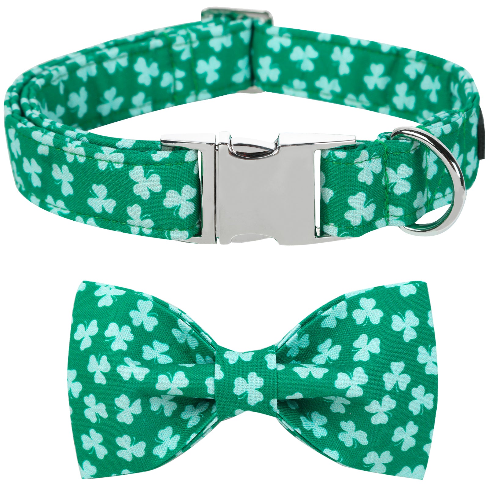St. Patrick's Day Dog Collar with Bowtie for Girl or Boy, Green Clover