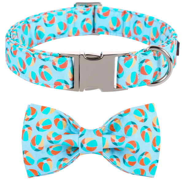 Summer Dog Collar with Bowtie, Beach Ball