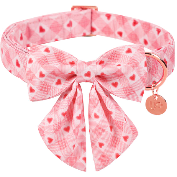 Valentine's Day Dog Collar with Sailor Bow for Girl