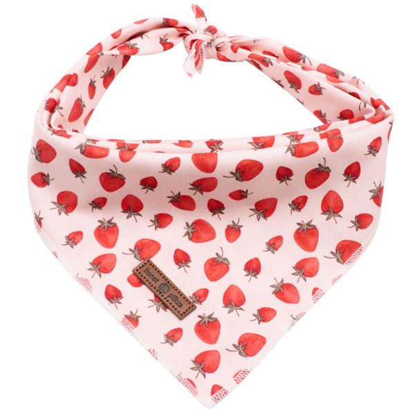 Dog Bandana Cotton Handkerchief Scarf Triangle Bandana for Female Dog, Strawberry
