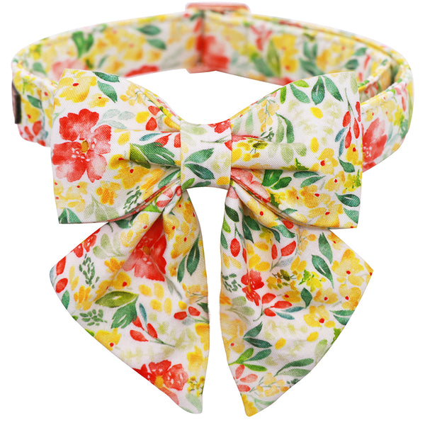 Spring Yellow Dog Collar with Sailor Bow for Girl