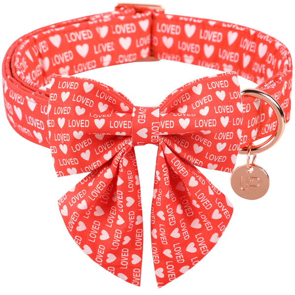 Valentine's Day Dog Collar with Sailor Bow for Girl