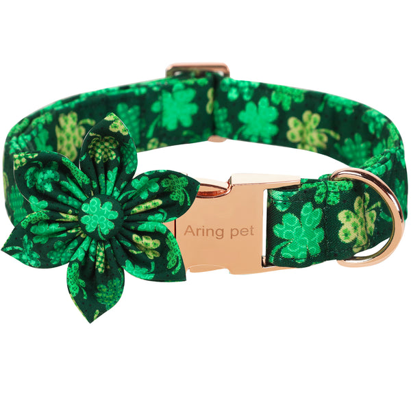 St. Patrick's Day Dog Collar with Flower for Female Dog