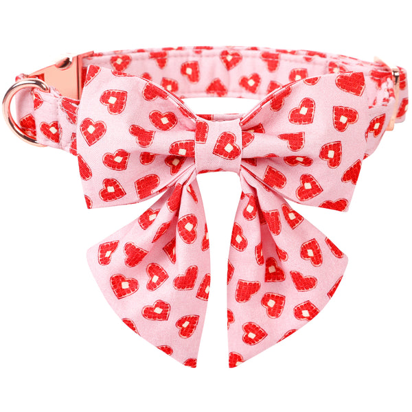 Valentine's Day Dog Collar with Sailor Bow for Girl
