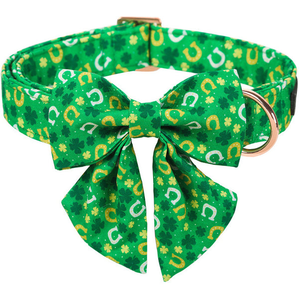 St Patrick's Day Dog Collar with Sailor Bow for Girl
