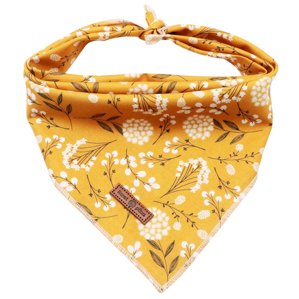 Yellow Flower Dog Bandana Cotton Handkerchief Scarf Triangle Bandana for Female Dog