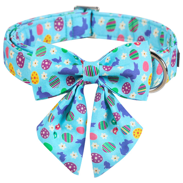 Easter Day Dog Collar with Sailor Bow for Girl