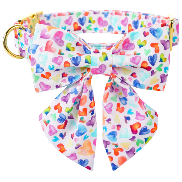 Valentine's Day Dog Collar with Sailor Bow for Girl