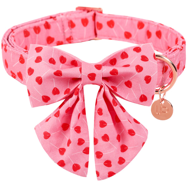 Valentine's Day Dog Collar with Sailor Bow for Girl