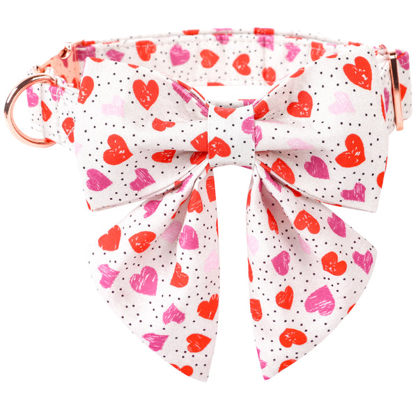 Valentine's Day Dog Collar with Sailor Bow for Girl