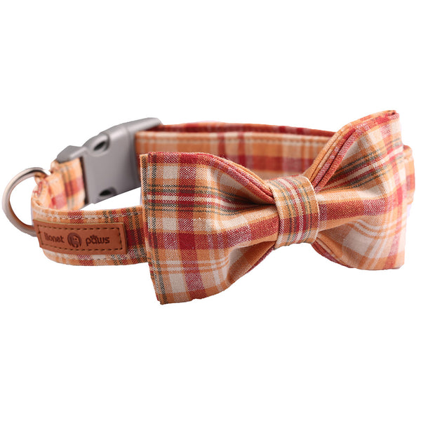 Bowtie Dog Cat Collar with Plastic Buckle, Orange