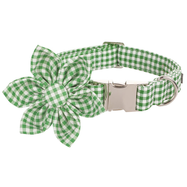 Spring Green Dog Collar with Flower for Female Dog