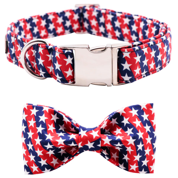 Patriotic Dog Collar with Bowtie, 4th of July