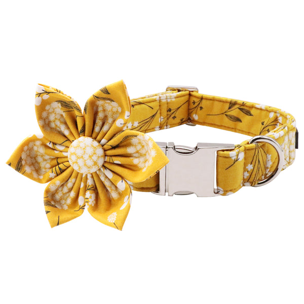 Yellow Flower Dog Collar with Flower for Female Dog