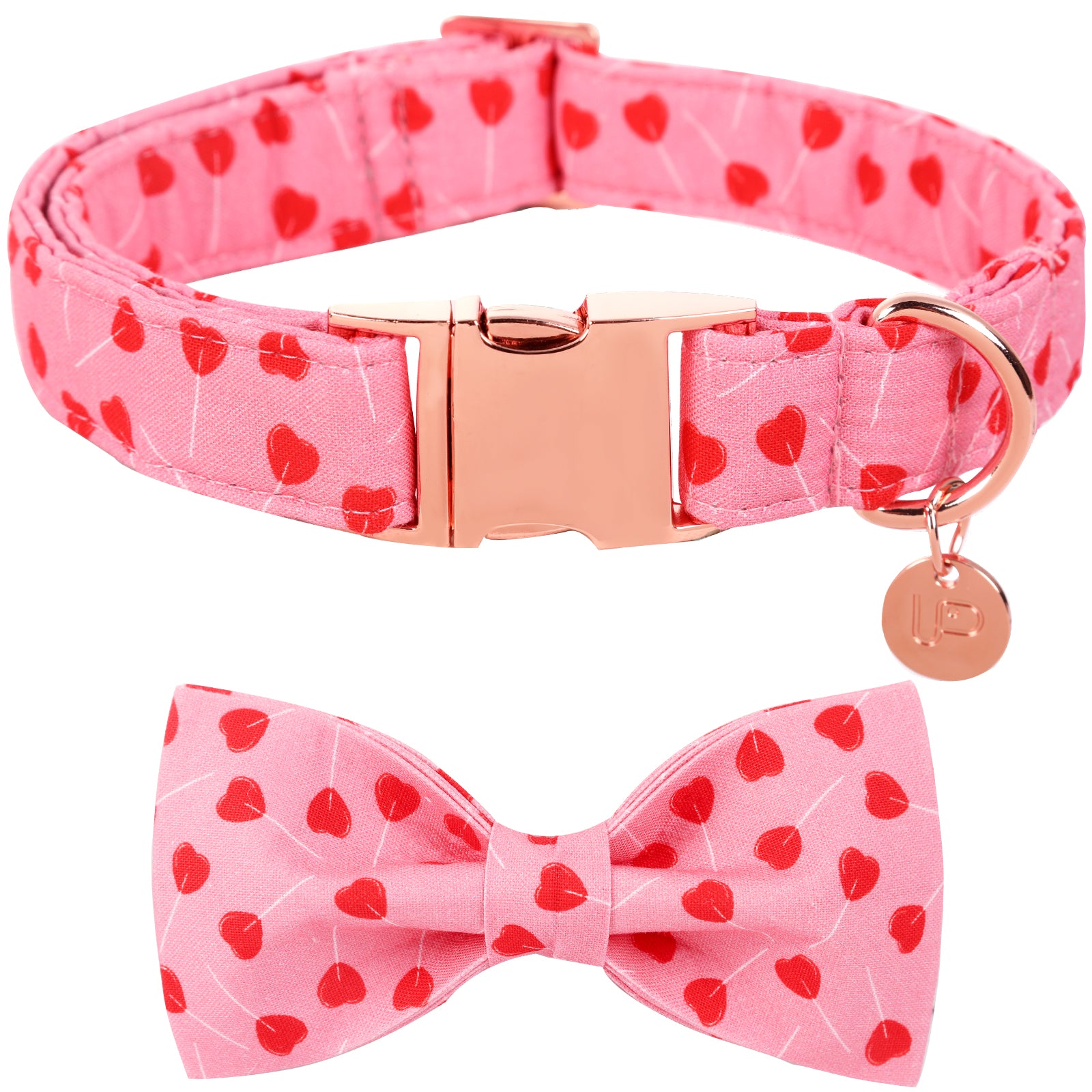 Valentine's Day Bowtie Dog Collar with Metal Buckle for Female Dog