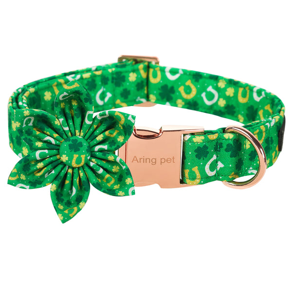 St. Patrick's Day Dog Collar with Flower for Female Dog