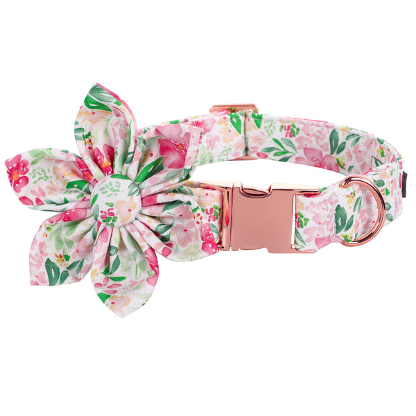Spring Dog Collar with Flower for Female Dog Pink