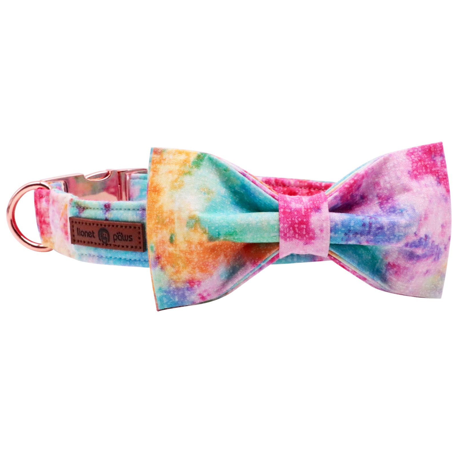 Tie-dye Bowtie Dog Collar with Metal Buckle