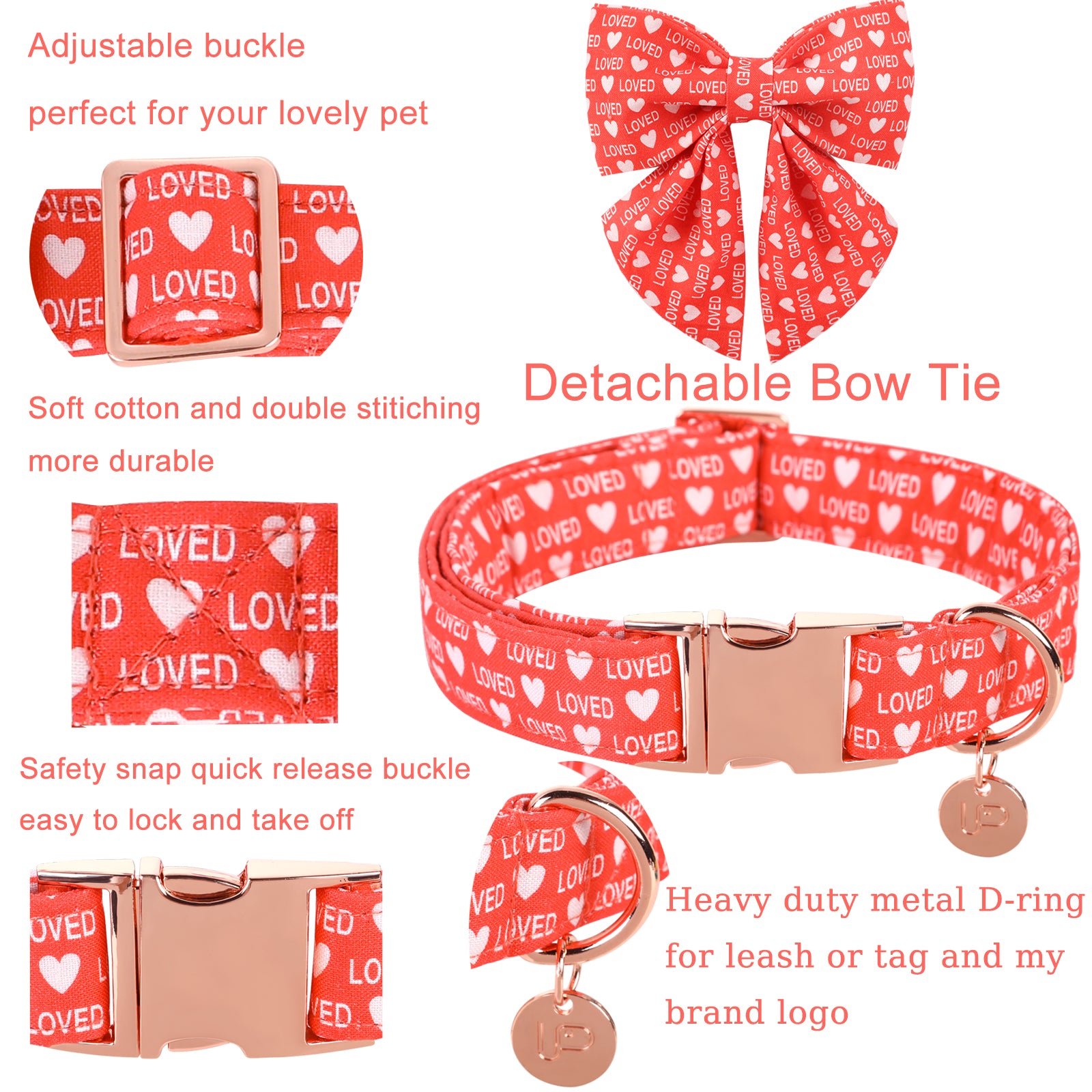 Valentine's Day Dog Collar with Sailor Bow for Girl