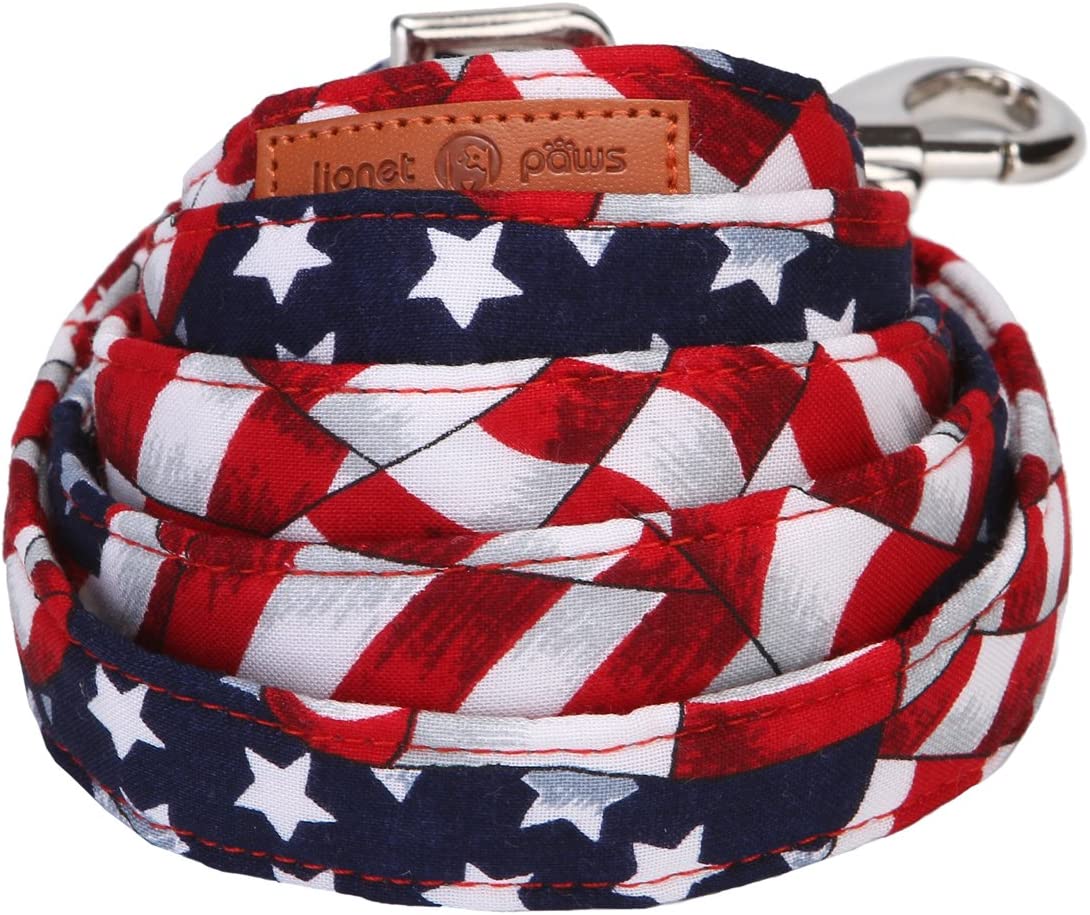 Patriotic Dog Leash for Small Medium Large Dog Matching Collar, 4th of July
