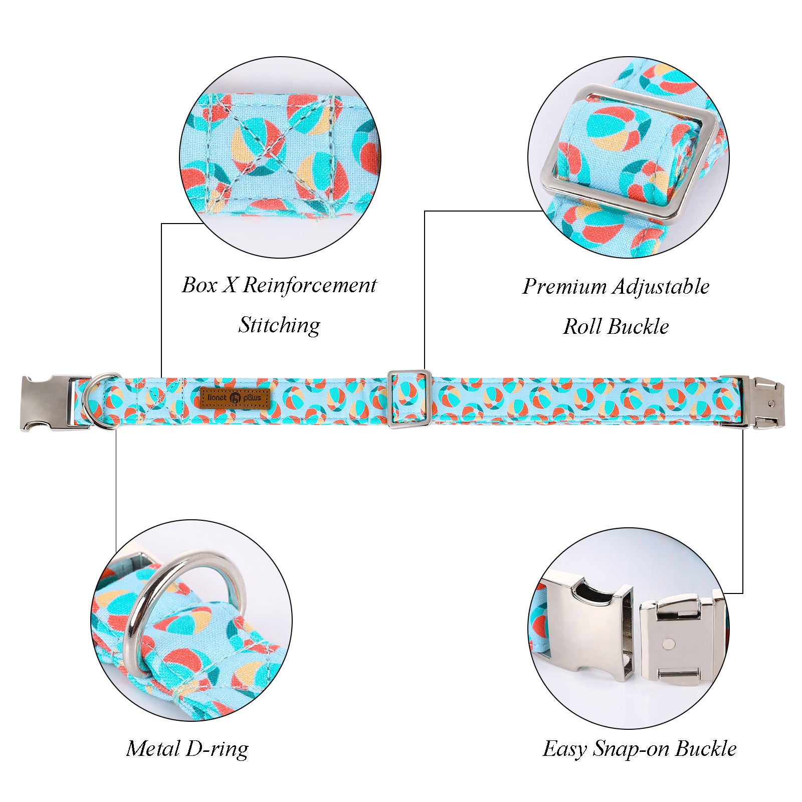 Summer Dog Collar with Bowtie, Beach Ball
