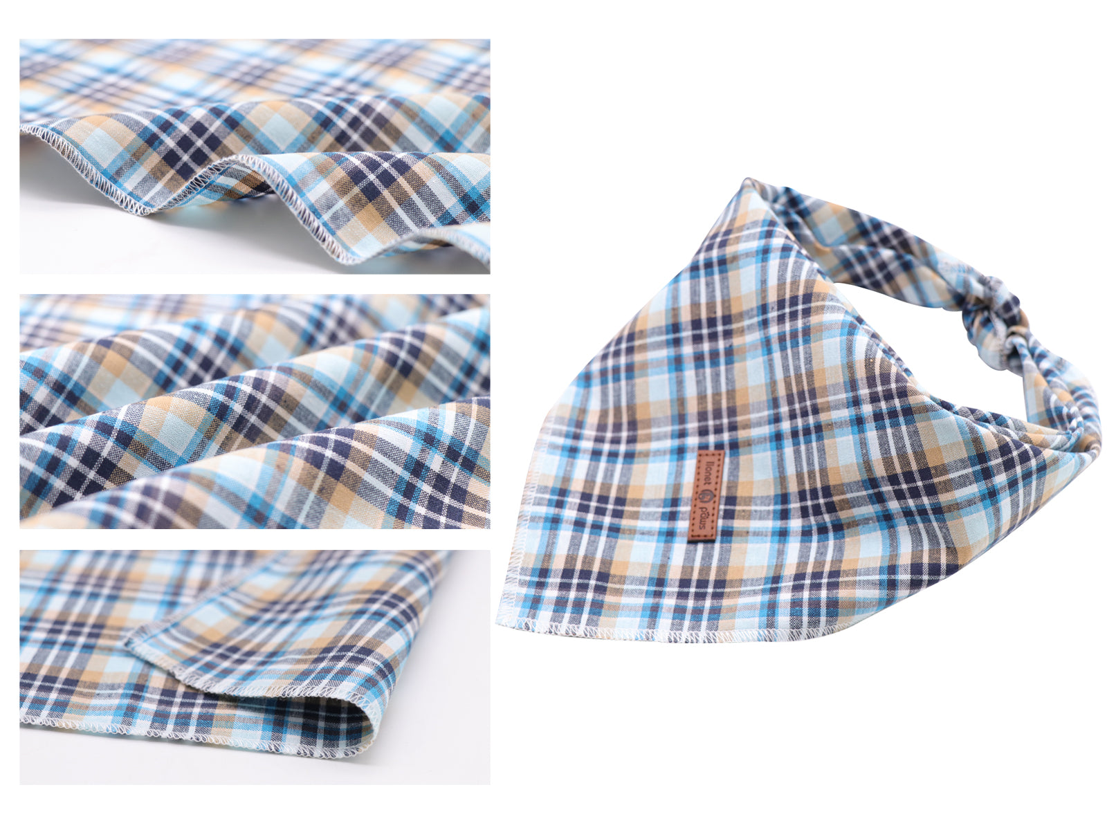 LightBlue Dog Bandana Cotton Handkerchief Scarf Triangle Bandana for Male Dog