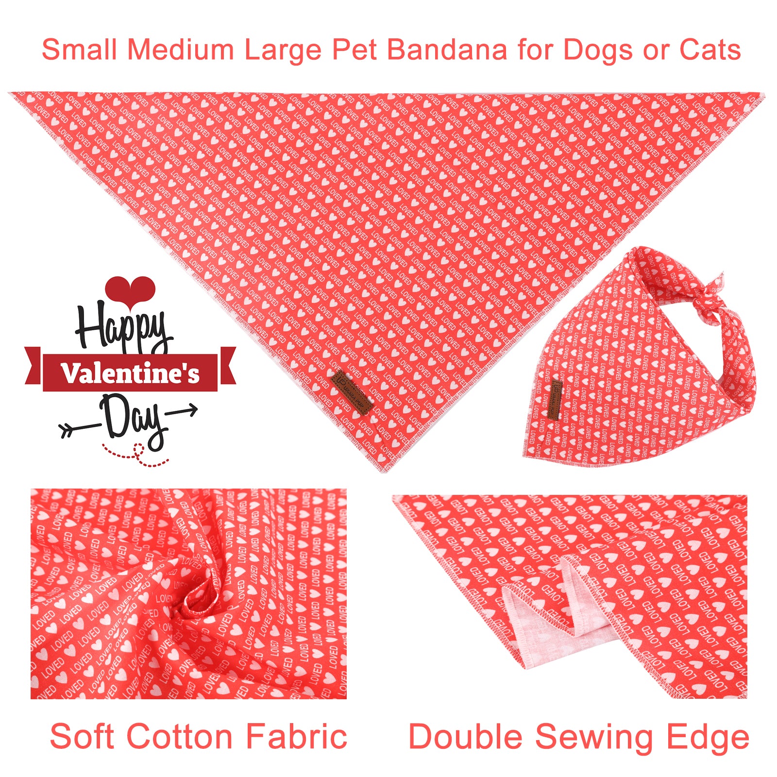 Valentine's Day Dog Bandana for Small Medium Large Female Dogs Gift