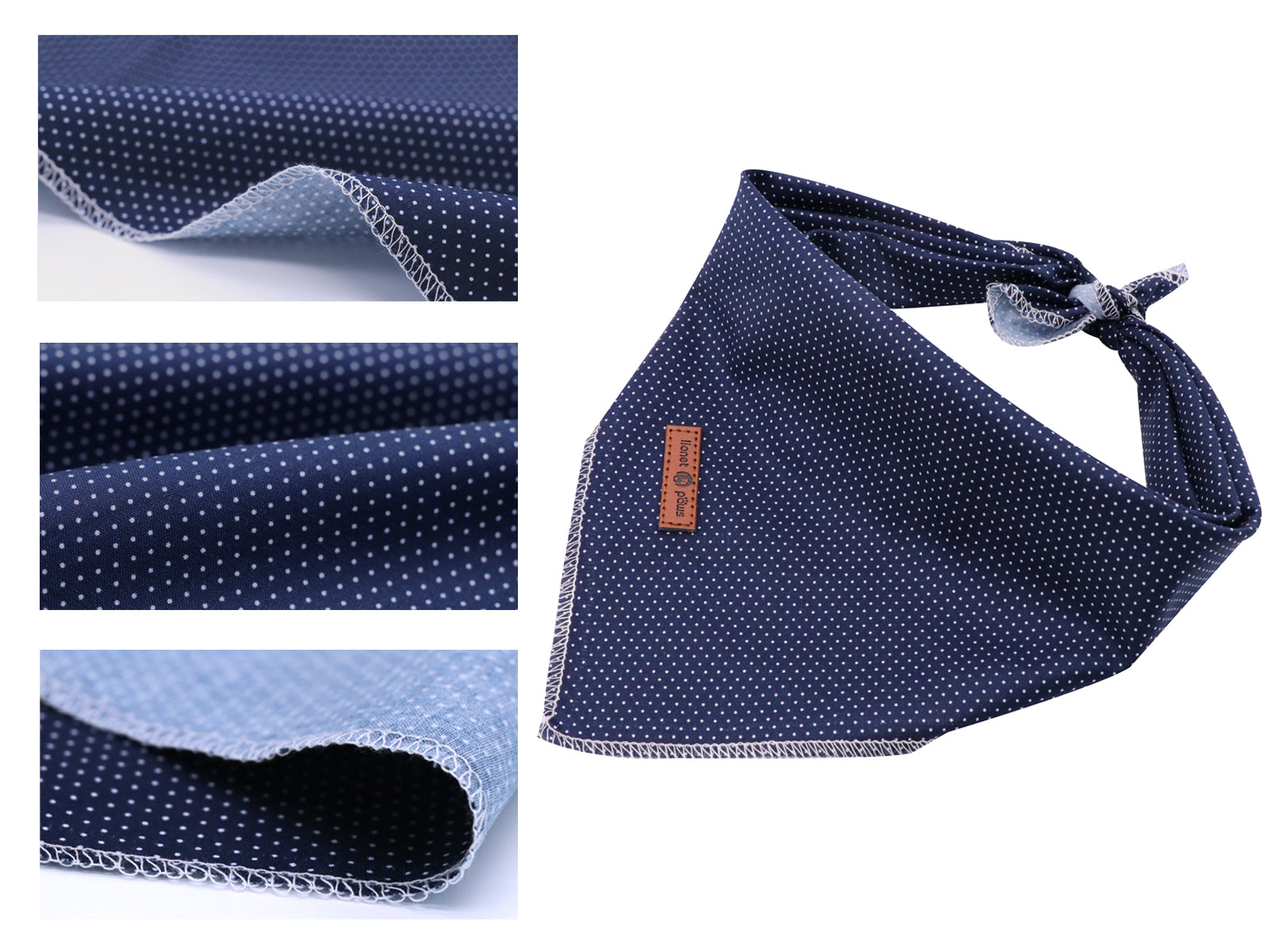 Navy Blue Dog Bandana for Small Medium Large Male Female Dogs Gift
