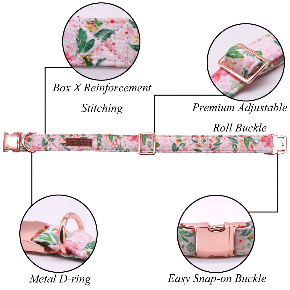Spring Dog Collar with Flower for Female Dog Pink