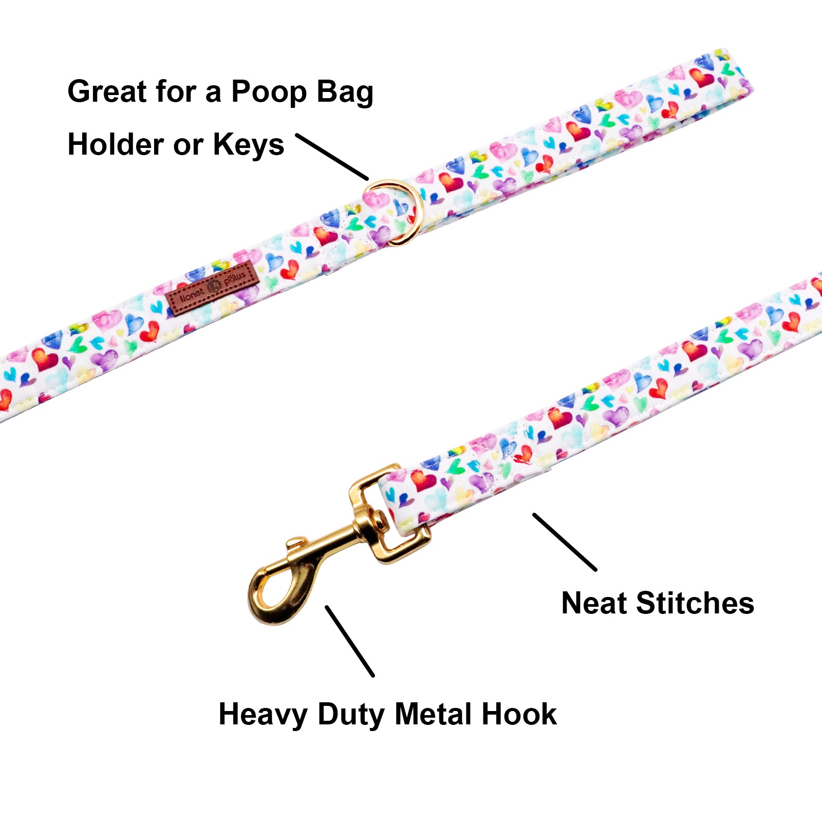 Valentine's Day Dog Leash for Small Medium Large Dog Matching Collar